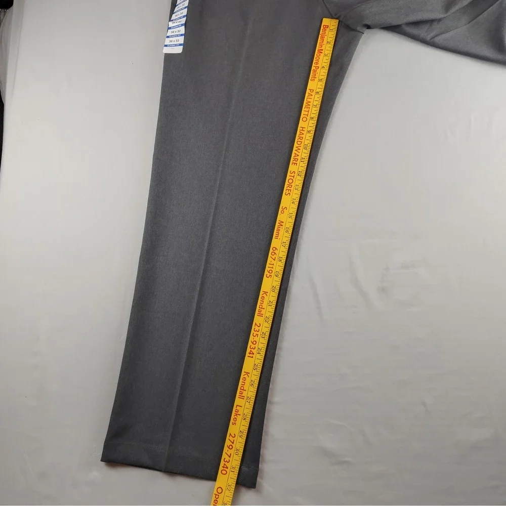 NWT Haggar Pants Mens 38x32 Dark Gray Cool Right Performance Flex Classic Fit